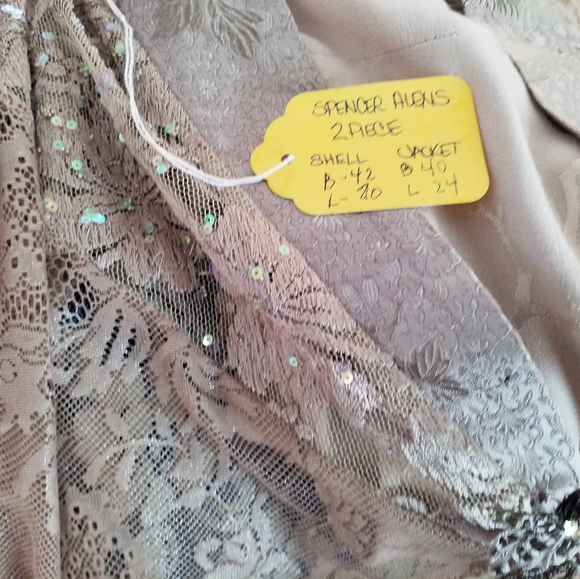 NEW SPENCER ALEXIS 2PCTAUPE LACE JACKET CR SHELL M - Picture 3 of 6
